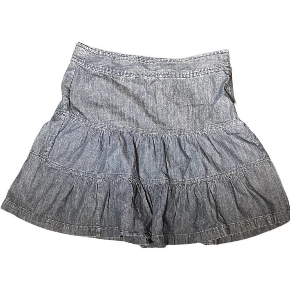 LOFT Denim Ruffle Mini Skirt